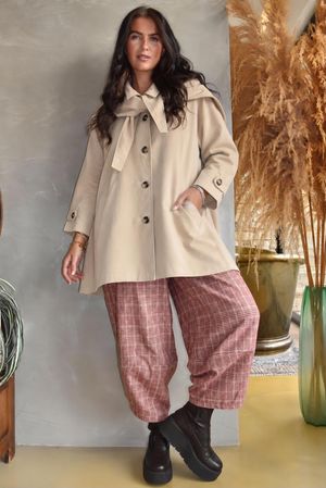 Dunbar Neckerchief Hood Gaberdine Coat Sand Beige